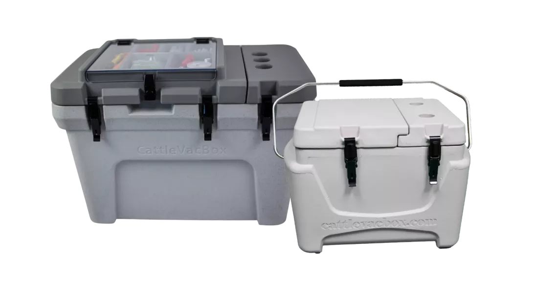 Strayhorn The Boss and Junior vaccine coolers side by side